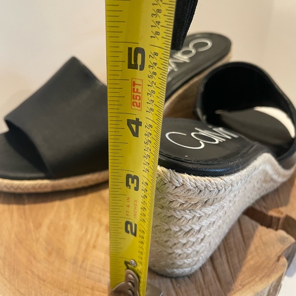 Calvin Klein Black Woven Platform Wedges - Picture 6 of 7